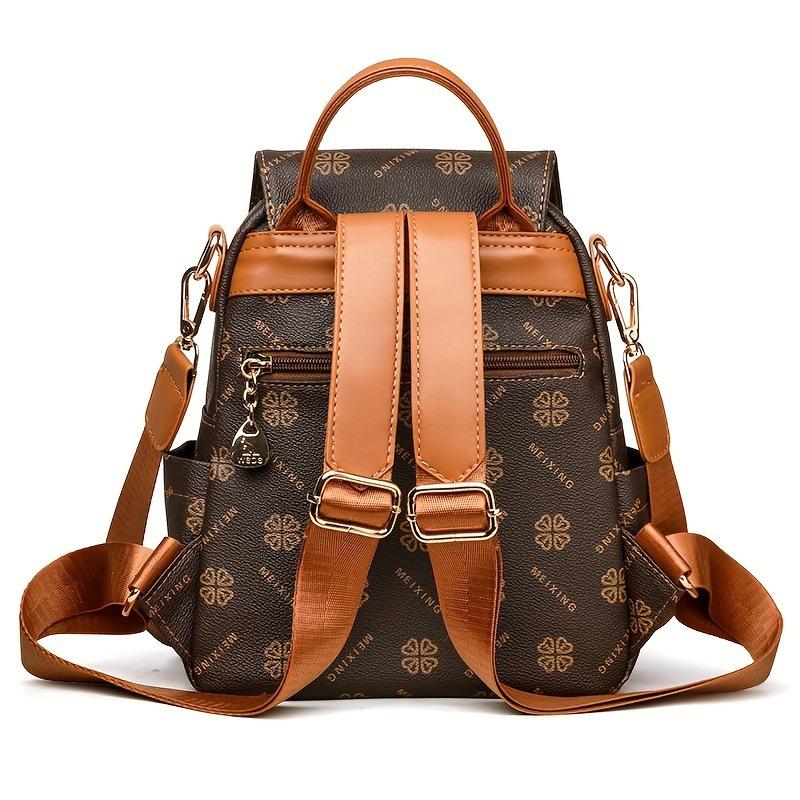 Retro Printed Backpack Women's New Trend Simple Large-capacity Travel Bag Multi-functional Dual-purpose Casual Backpack