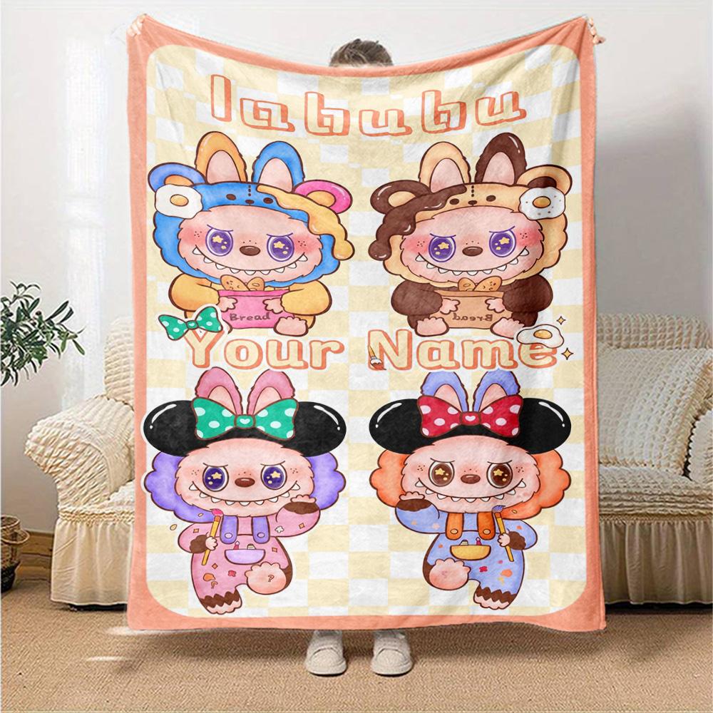 Labubu Personalized Name Blanket Multi-purpose Customizable Blanket Durable Comfort for Home Decor Office Office Chair Living Room for All Occasions