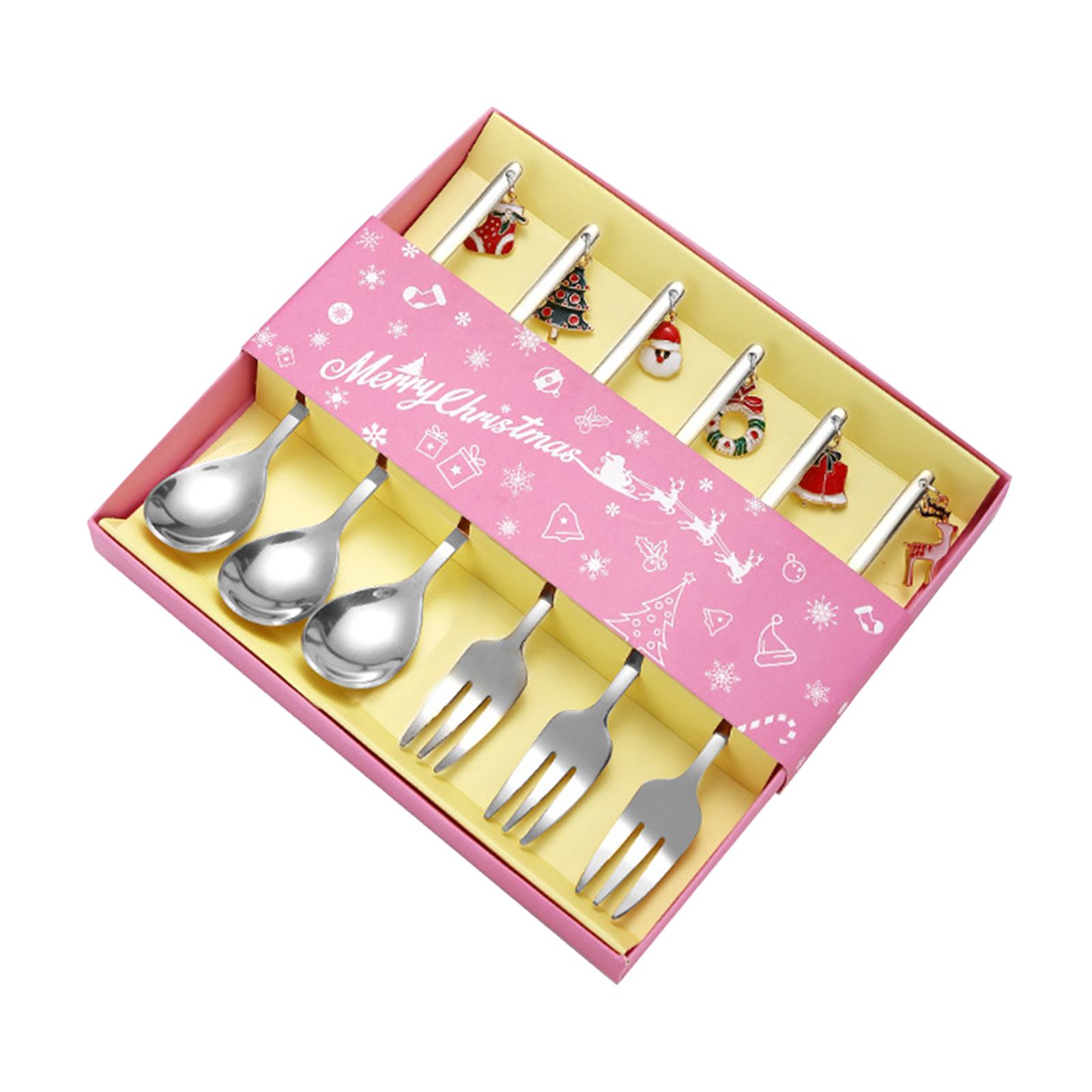 

Christmas Spoons Forks Set Mixing Stirring Spoon Multipurpose Xmas Cutlery Kits for Restaurant Christmas Dessert Kitchen Xmas серебряный