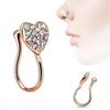 Dámská móda Glitter Heart Fake Non Piercing Clip-on Nos Ring Stud