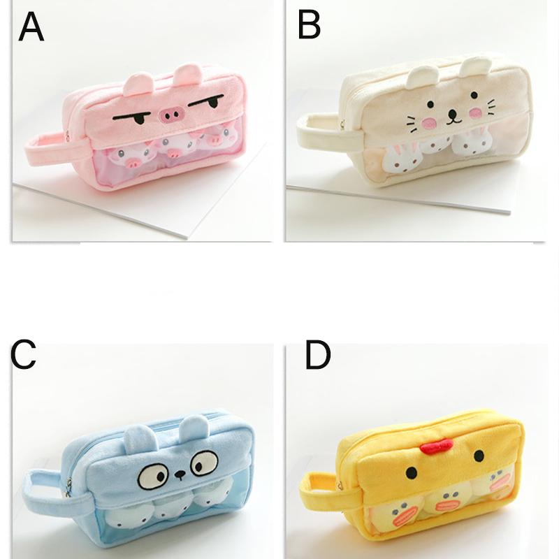 Plush Portable Pen Case Pouch INS Style Cute Student Large Capacity Stationery Storage Pen Bag