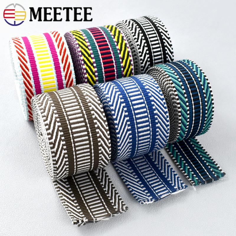 2/3/5M Meetee 38/50mm Jacquard Polyester Webbing Tape By Meter Decorative Ribbon Band Backpack Strap Clothes Sewing Accessories