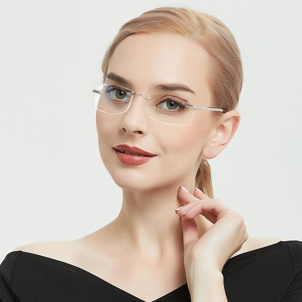 Stylish Reading Glasses for Men and Blue Light Frameless Reading Senior with Glasses UV Unisex [Soarea] Women, Lightweight, Blocking, Glasses,