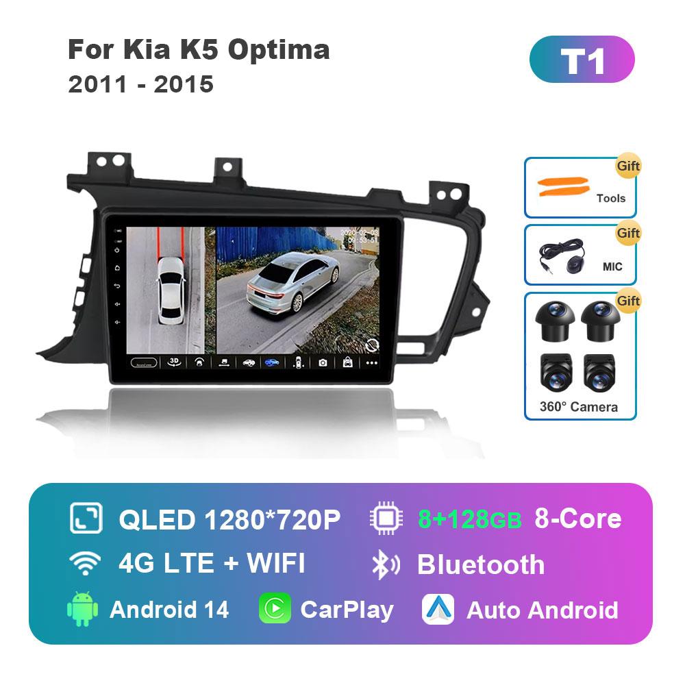 Bluetooth WiFi Navigation GPS for Kia K5 Optima 2011 - 2015 Android 14 Car Video Multimedia Player Split Screen 4G Auto Tools