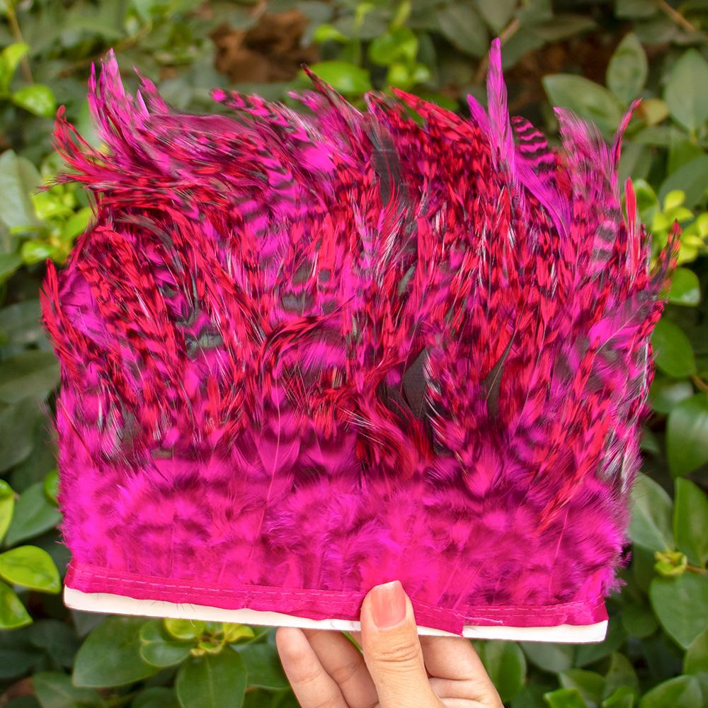 Feather1Meter Dyed Rooster Chicken Feather Trim 4-6inch Natural Pheasant Plumes for Fringe Ribbon Craft DIY Sewing Clothing Dress Decor