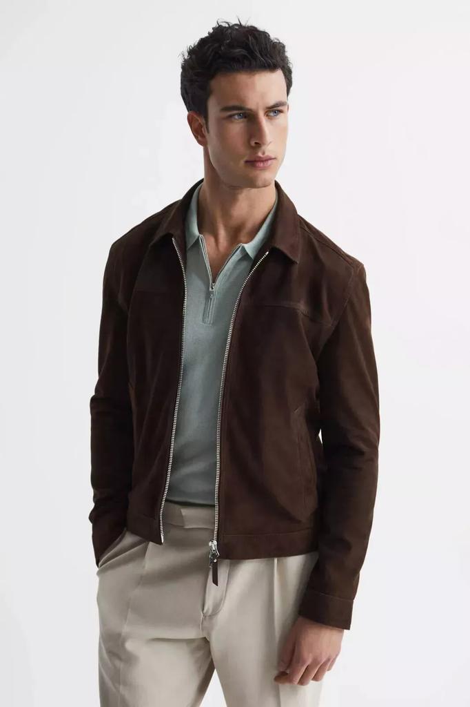 Causal Wear Handmade New Men's Brown Real Suede Leather Jacket Genuine Soft Lambskin