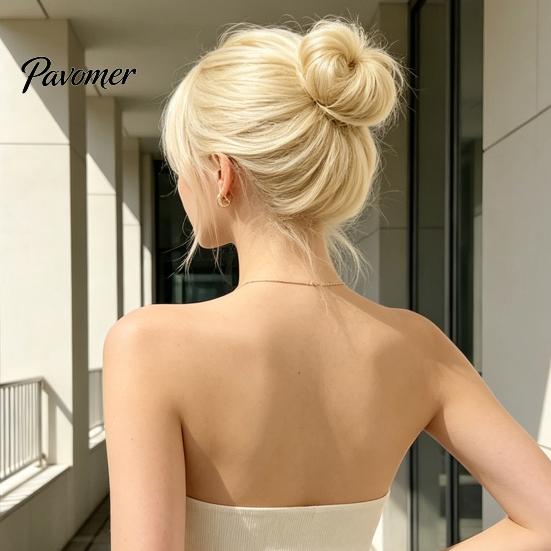 Natural Looking Bun Extension Women Hairpiece with Hair Tie, Straight Instant Volume Extension, Synthetic Updo Chignon Ponytail Scrunchies Scrunchie