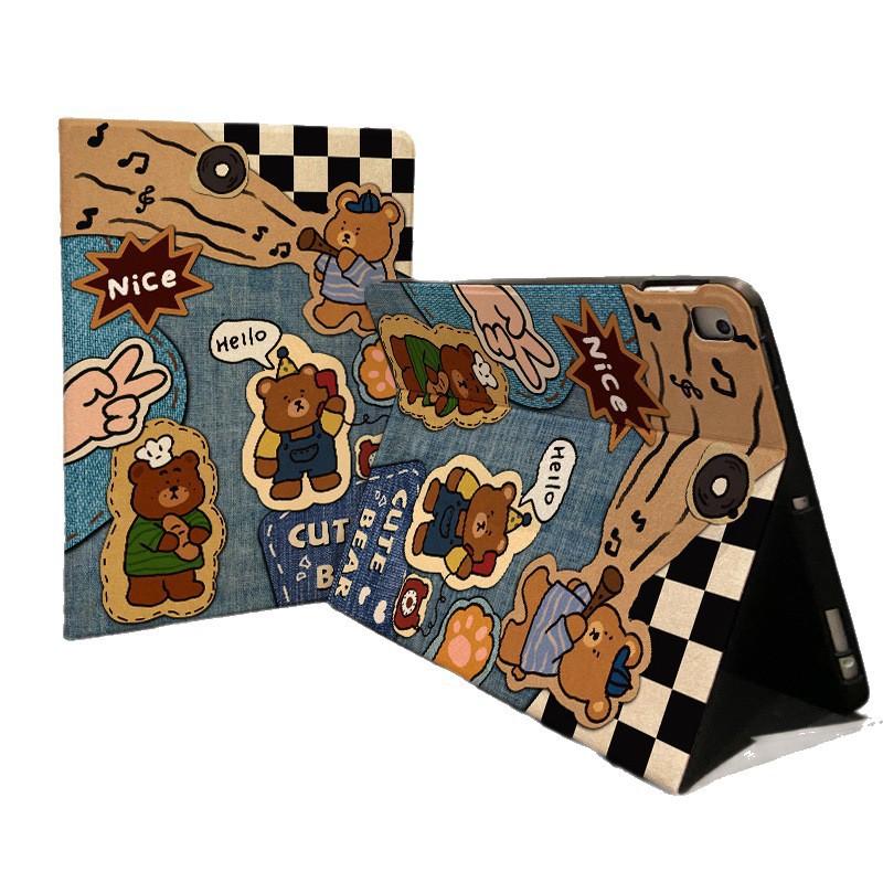 IPad Pro 11 Case 9 Cover Cute Cartoon Animal Design Silk Texture Shockproof Stand Function Auto Sleep/Wake