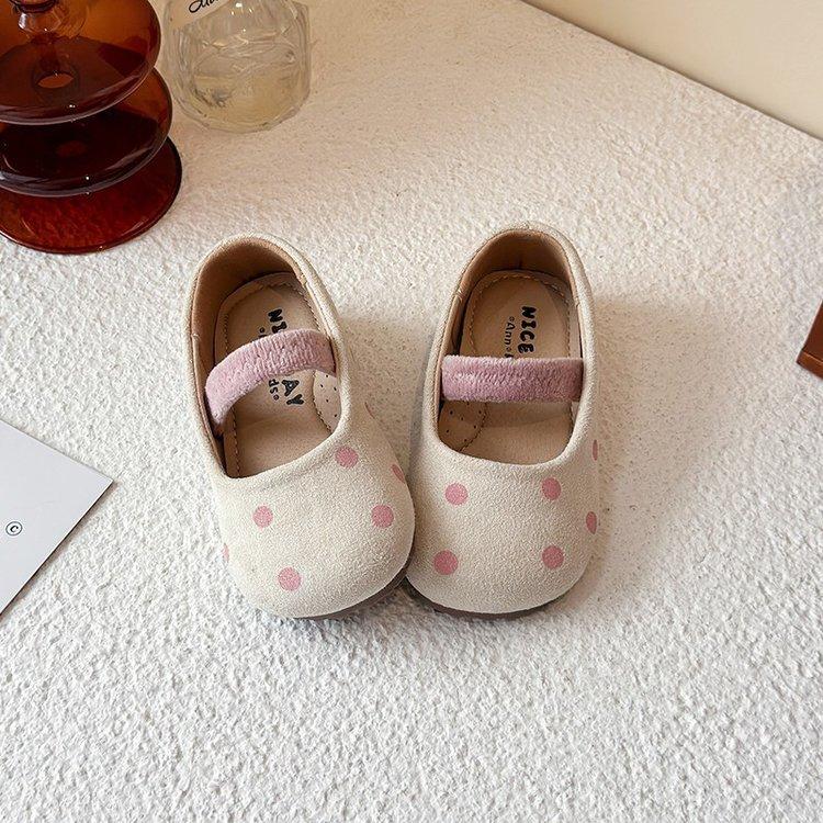 Women's treasure leather shoes 2025 spring and autumn new ballet round head small ladyshoes girls shoes princess women's treasure dopamine polka dot