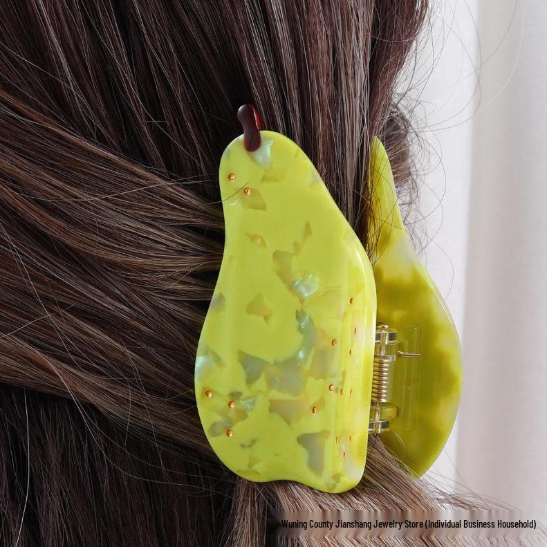 Korean Acetate Large Fruit Claw Clip for Updo - Gourd, Peach, Pear Hair Accessory