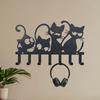 Cat Shaped Wall Mounted Key Hook Organizer, 7 Hooks for Keys Towels Coats, Easy Install Entryway Storage Rack for Living Room Hallway Office