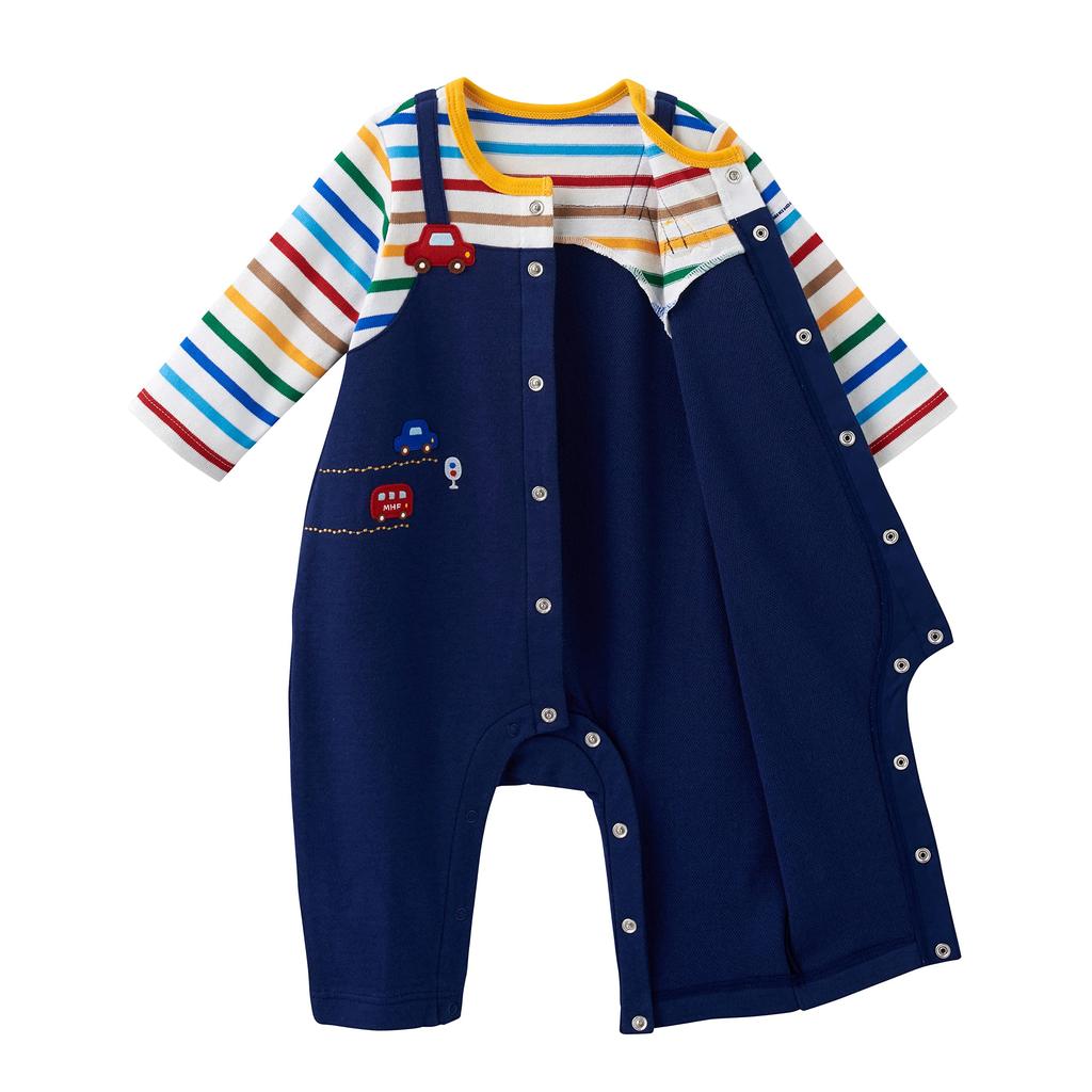 Overall Strampler Auto Langarm Made in Japan Jungen Babykleidung Baby 80cm Marineblau [MIKI HOUSE] 43-1211-497