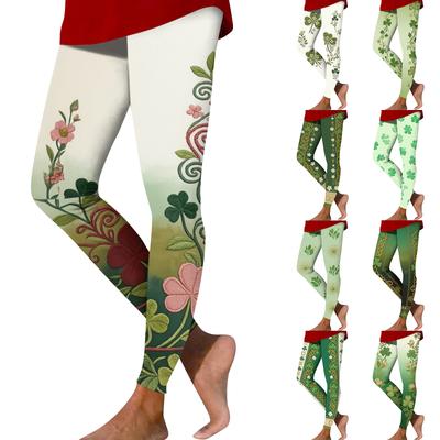 Pantalones de Yoga Ajustados Elásticos con Estampado para Mujer, Moda Casual para Exteriores, Longitud Corta