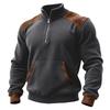 Men's Colorblock Half Zip Stand Collar Sweatshirt Men's Sports Large Size Casual Stand Collar Sweatshirt
