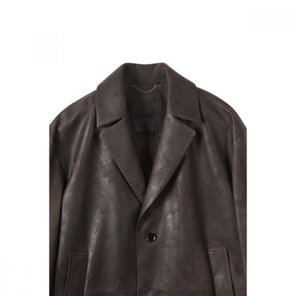Customellow Brown Vegetable Leather Jacket Cwjaa25511brx