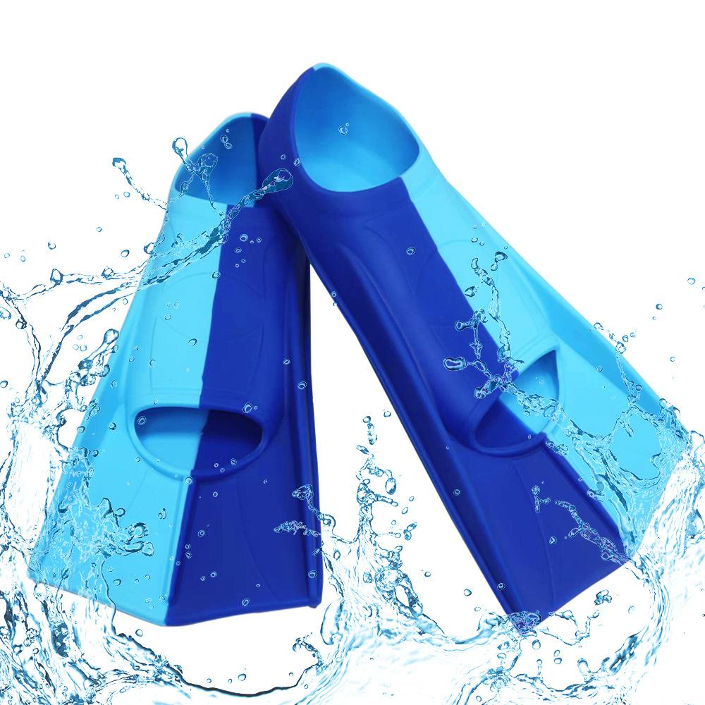 Eco-friendly Soft Silicone Hot Sell Custom Logo Full Foot Diving Fin Adult Kids Short Blade Swim Fins for Snorkeling Diving