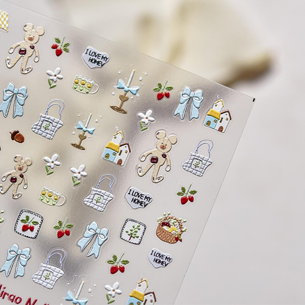 

Tomoni Retro Teddy Bear Nail Stickers: Popular Japanese Stationery for Kids Nail Art