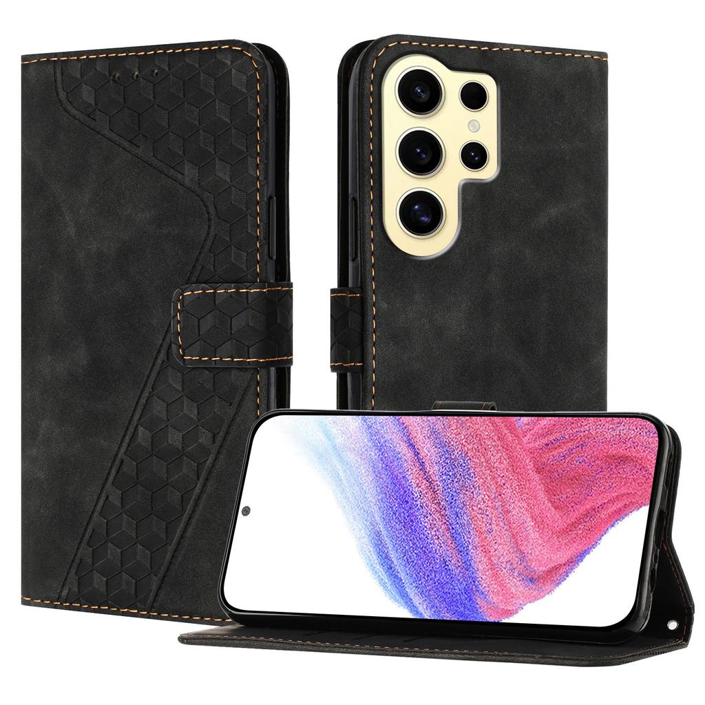 For Samsung Galaxy S24 Ultra Leather Case 7-Shaped Pattern Wallet Stand Shockproof Phone Cover