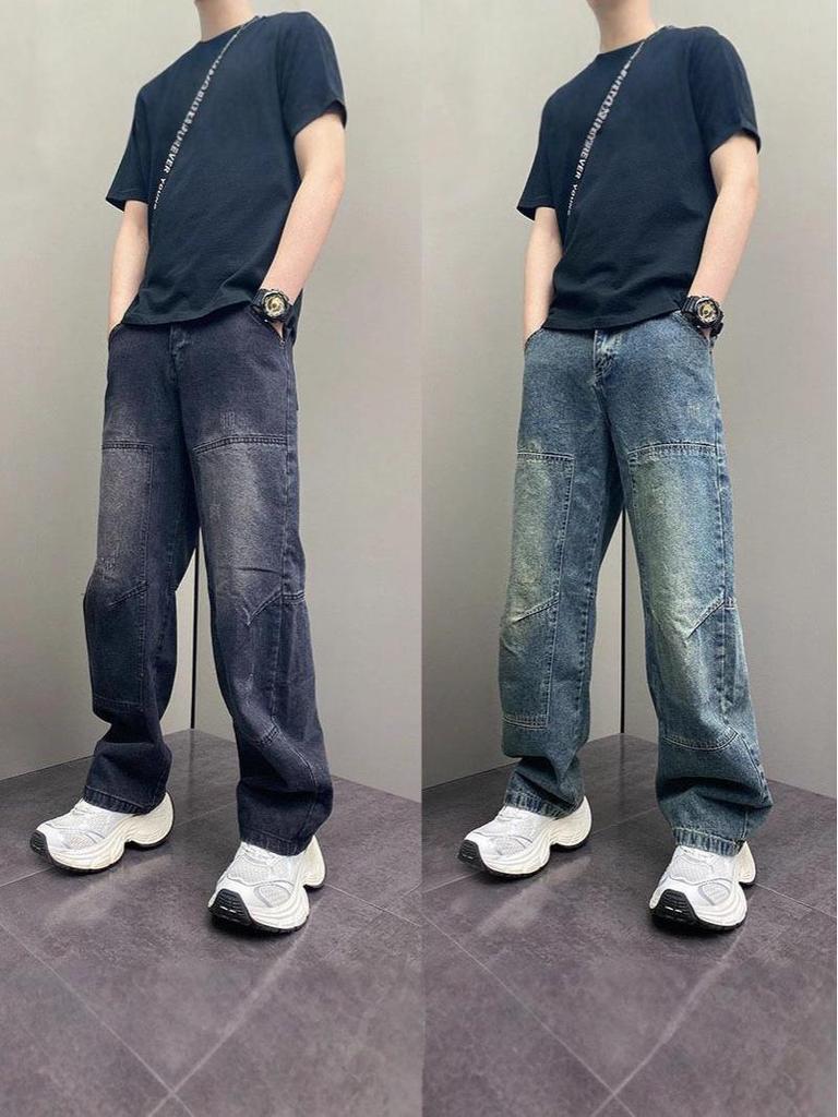 2025 Jugend Herren Harem Locker Geschnitten Gewaschene Blaue Jeans für Frühling & Herbst