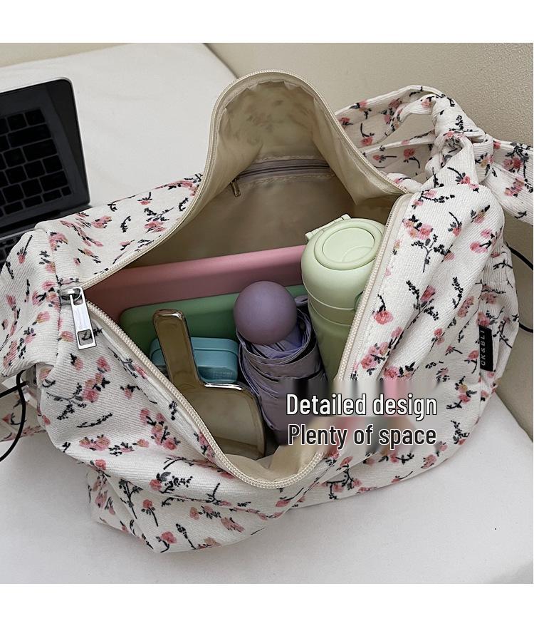 New Floral Canvas Tote: Lightweight, High-Capacity, Cute Design for Daily Commutes