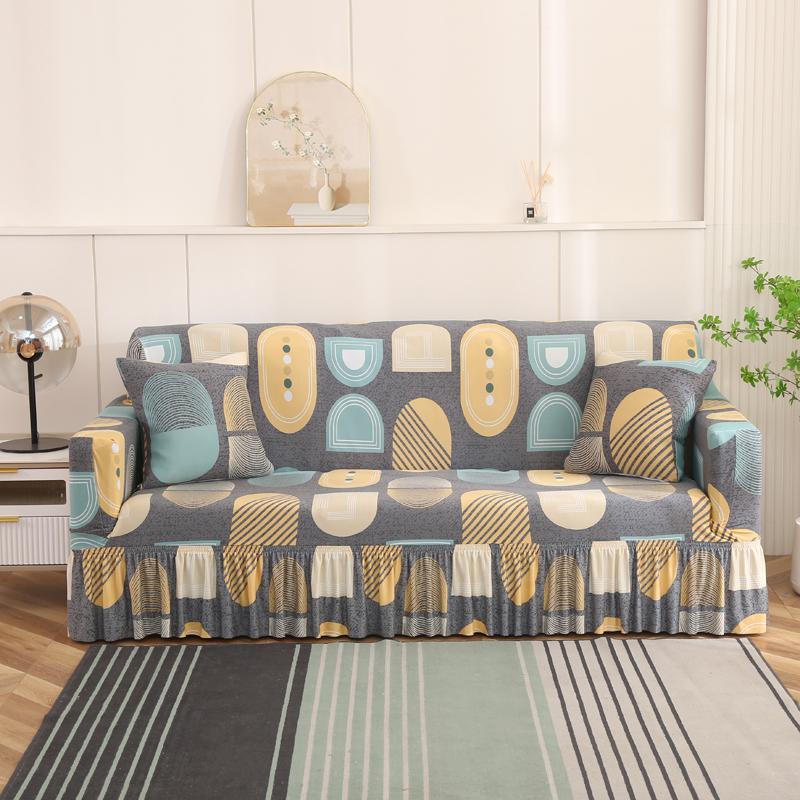 1/2/3/4 seater sofa Couch Cover with Skirt Durable Washable High Elastic Stretchable Easy Fit Universal Furniture Protector