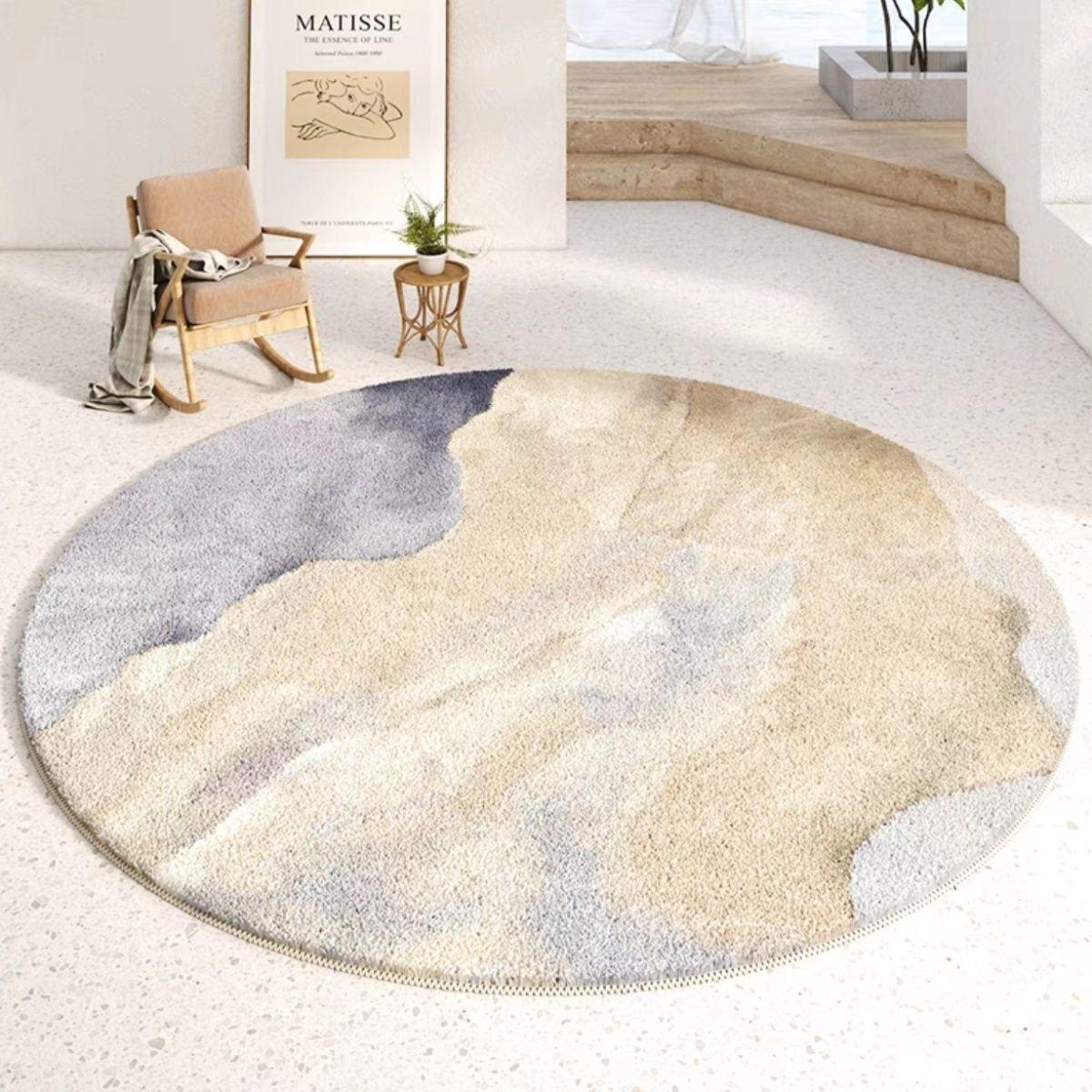 

European Modern Round Plush Rugs for Bedroom Decor Carpets for Living Room Soft Area Rug Home Thicken Carpet Fluffy Floor Mats 60cm 23.6in