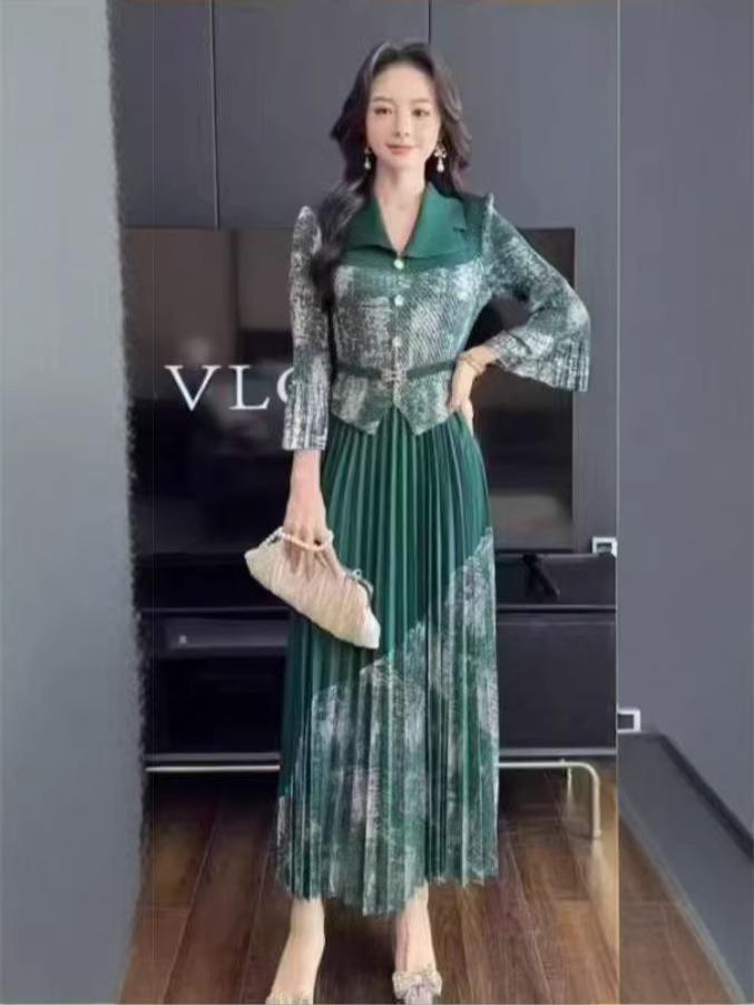 Issey Miyake Pleated Plus Size Luxurious Slimming Long Dress for Women