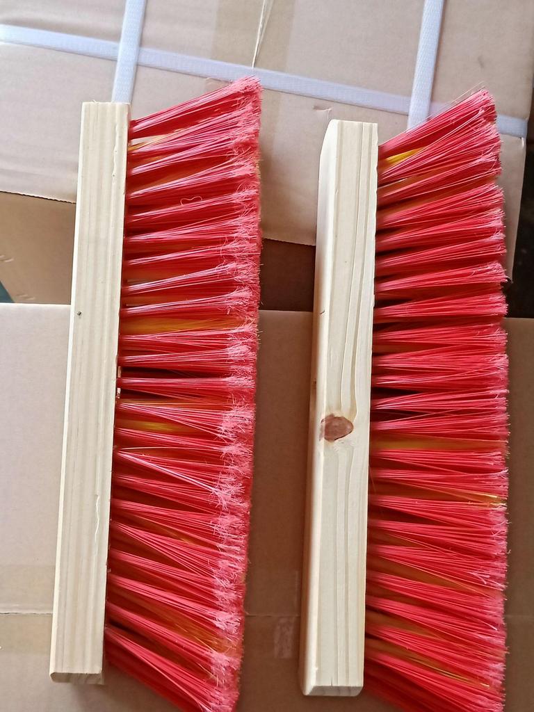 Nylon Bristle Floor & Deck Cleaning Brush with Long Wooden Handle for Stain Removal