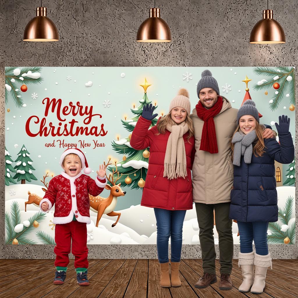 Weihnachtsbanner Rote Schrift Xmas Hintergrund Frohes Neues Jahr Hintergrund Weihnachtsbaum Weihnachtsbaum Display Für Büro Xmas