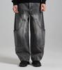 Beoteunseoul Out-Pocket Curved Volume Denim Pants (Dark Gray)