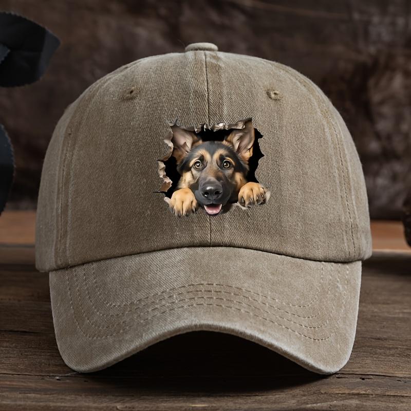 Lochmuster Wolfshund-Print Baseballkappe Unisex Outdoor Entenschnabelkappe gebogener Schirm gewaschen Retro Sonnenhut