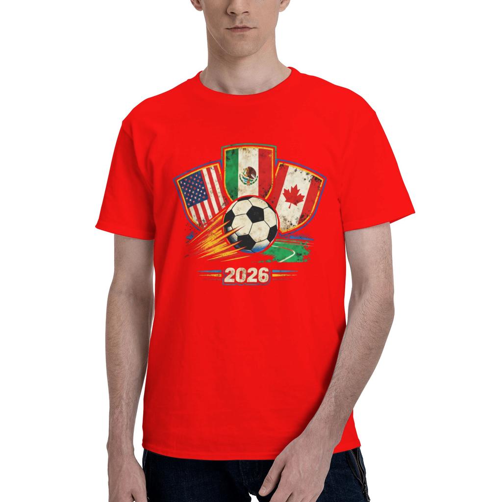 Custom Unisexs 2026 Football Soccer Cups T Shirt Short Sleeve Cotton Tshirt Casual Usa Canada Mexico Tee Loose Fit