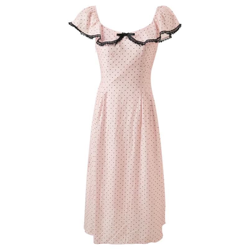 

San Cai Women s Lyocell Polka Dot A-Line Long Dress L
