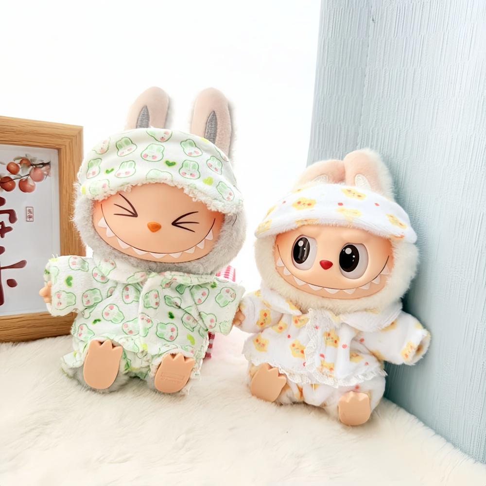 Pro 15cm/17cm Panenky Labubu I II Oblečení Roztomilá Maska na Oči Pyžamo Třídílný Set Doplňky Oblečení Oblečení pro Plyšové Panenky