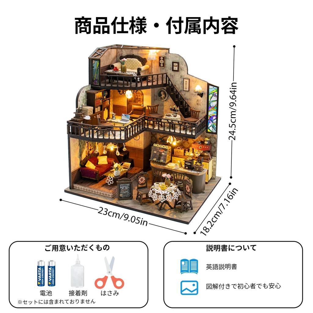 CRESYMME Miniature House Dollhouse Book Nook Kit Wooden DIY 3D Hobby Handmade (The Lucky Encounter Cafe)