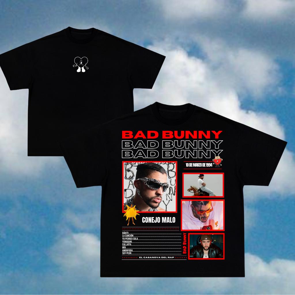 Bad Bunny Print T-shirts Men Oversize Y2k T-shirts Street Hip Hop Breathable High Quality Heavy Cotton Short Sleeves Male Tops