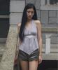 Myujeumyujieom Beaded Strap Shirred Halter Top - Mauve