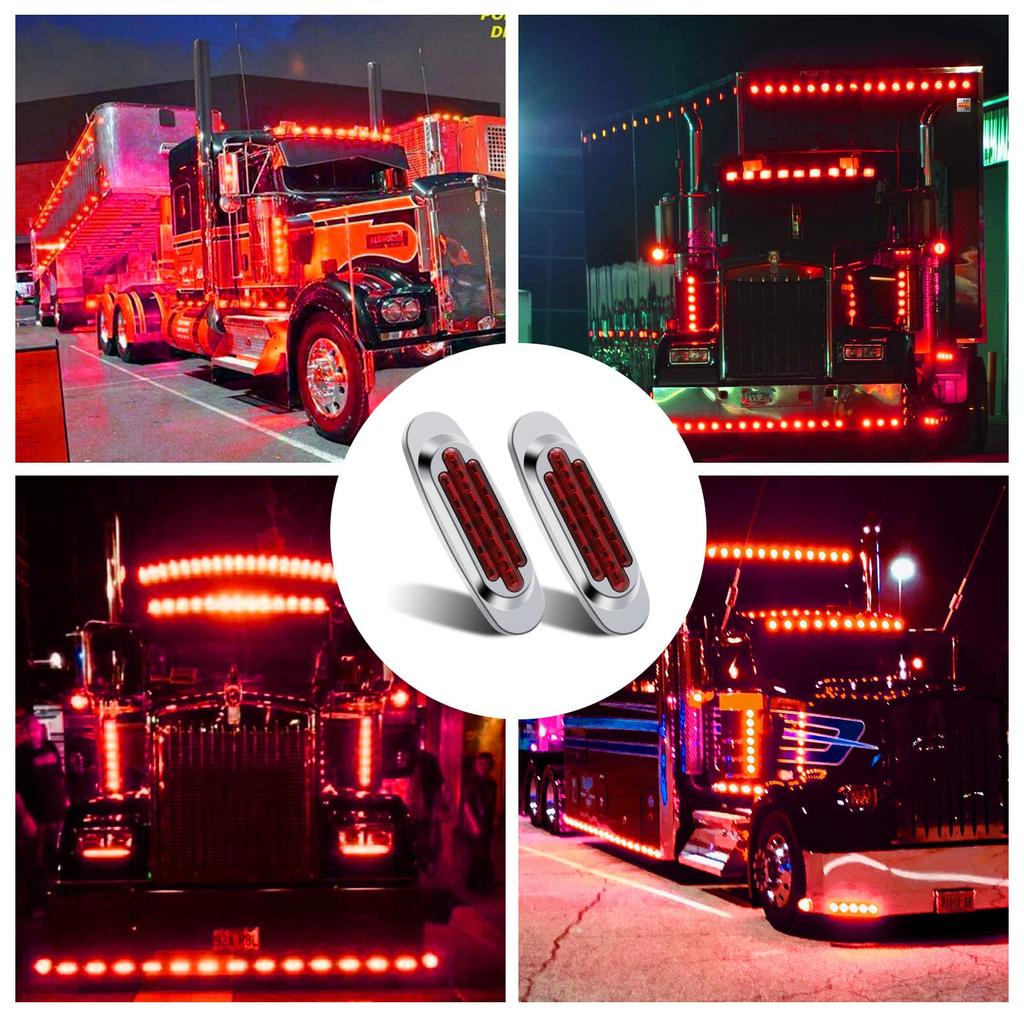 X-STYLE Side Marker, LED 24V, Red, Hi/Lo 16 LED for Trucks, Car Width Light,