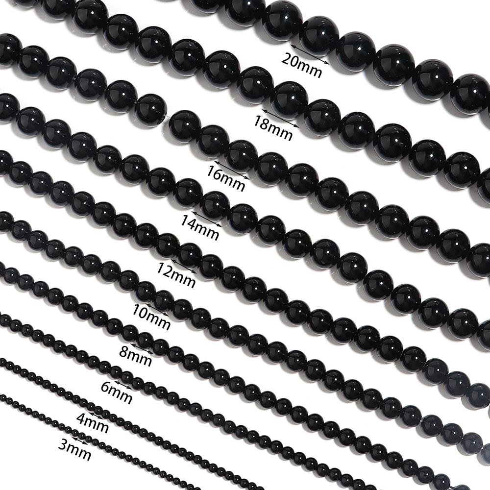 32-190 Stück Schwarze Achatperlen Natursteinperlen Runde Onyxperlen Lose Abstandshalterperlen Für Schmuckherstellung DIY Armband Zubehör