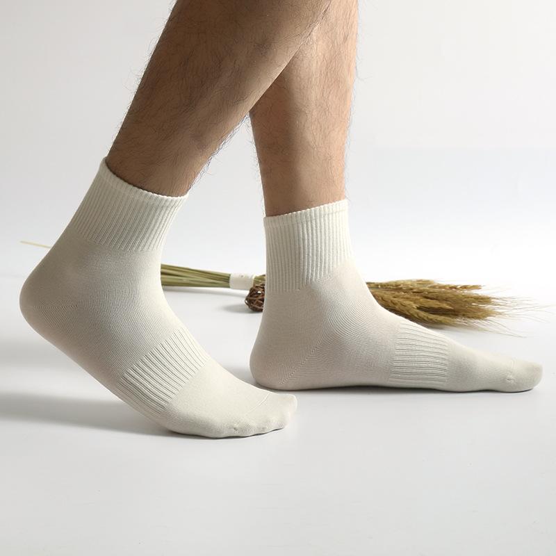 

Мужские цветные хлопковые повседневные носки, осенне-зимние носки, цветные хлопковые спортивные носки средней высоты для мужчин, дышащие 1 pair бежевый