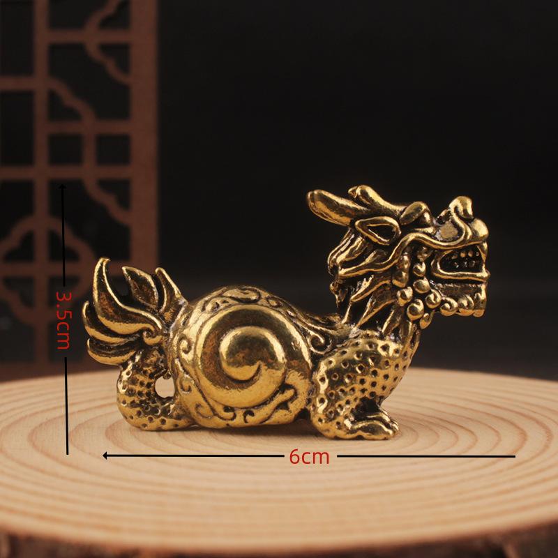 Antique Nine Sons Dragon Fortune Surging Home Office Desktop Small Ornament Craft Cross-border Brass Wholesale