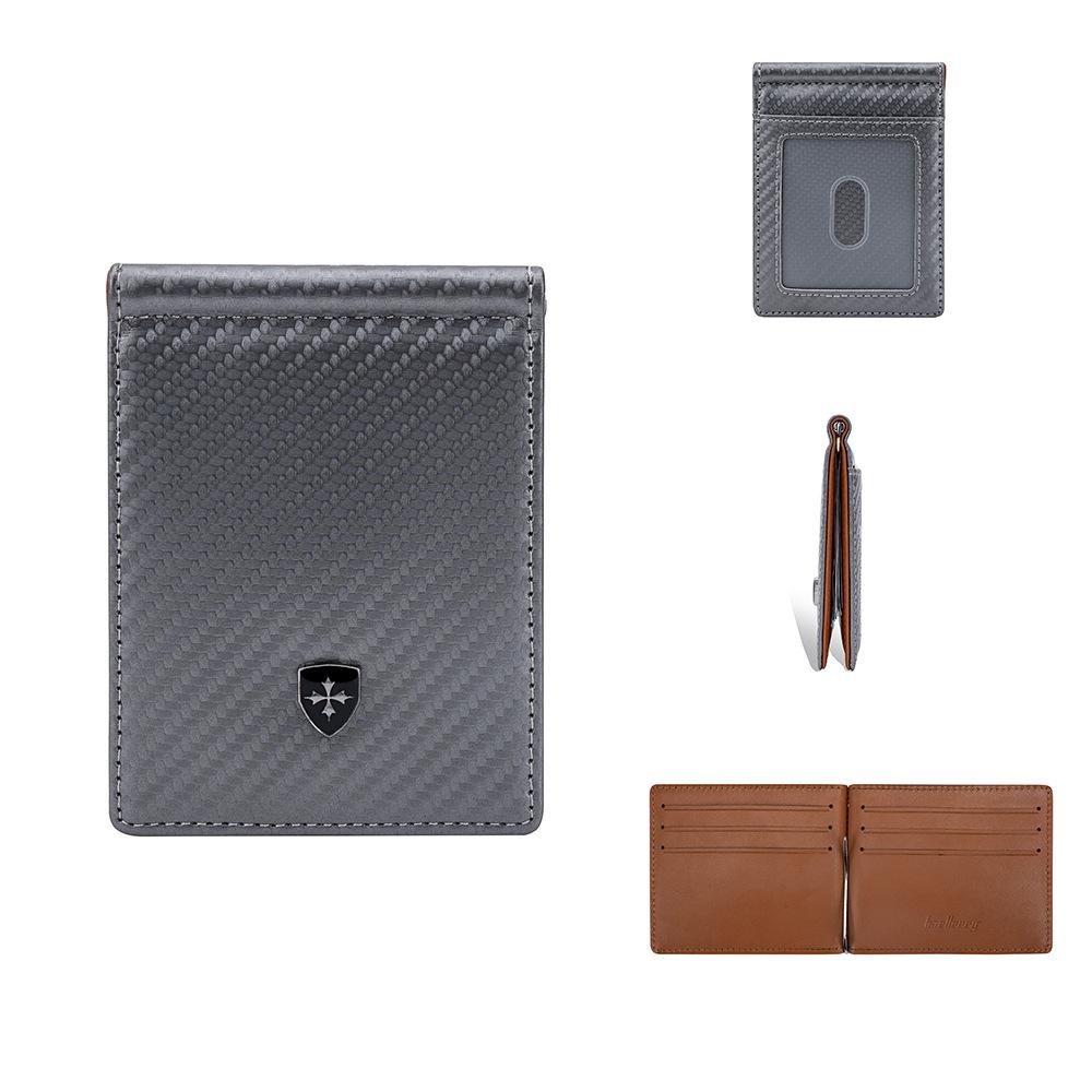 Men's card bag New European and American carbon fiber multi-card anti-theft card clip RFID dollar clip wallet