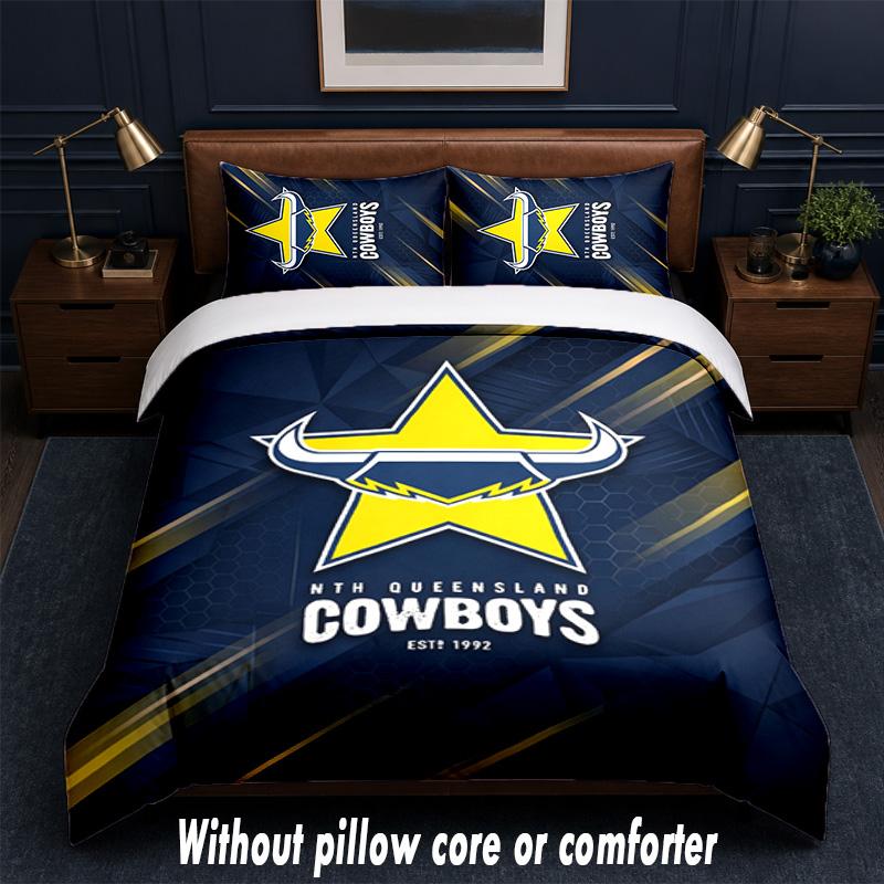 North Queensland Cowboys Design Bed Bedding Set 1 Duvet Cover + 2 Pillowcases Soft Breathable Household Bed Linens