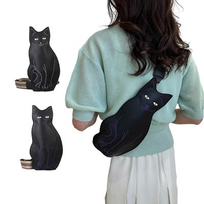 Sac bandoulière en forme de chat, sac de poitrine, sac à bandoulière, sac ceinture grande capacité pour femme, sac à bandoulière polyvalent