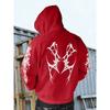 Autumn and Winter Fashionable Men's Retro Street Printed Hooded Sweatshirt with Thorn Pattern, Casual Top, Suitable for Daily Outings