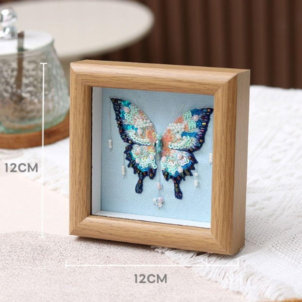 with Frame 3D Embroidery DIY Material Kit Holiday Gifts Handmade Embroidery Beaded Butterfly Picture Needlework Beads Embroidery
