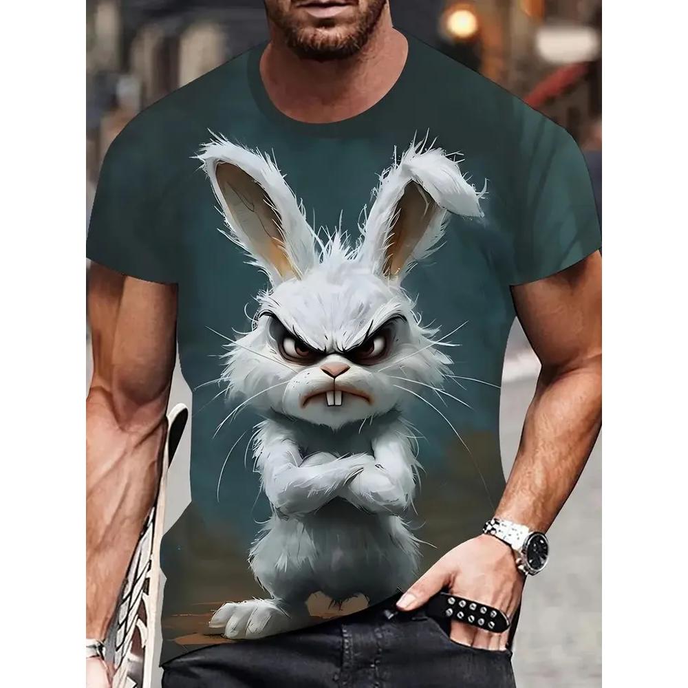 Versatile Men's Animal Print Short Sleeve Fashion Simple Top Casual Loose T-Shirt Crew Neck T-Shirts Men’s