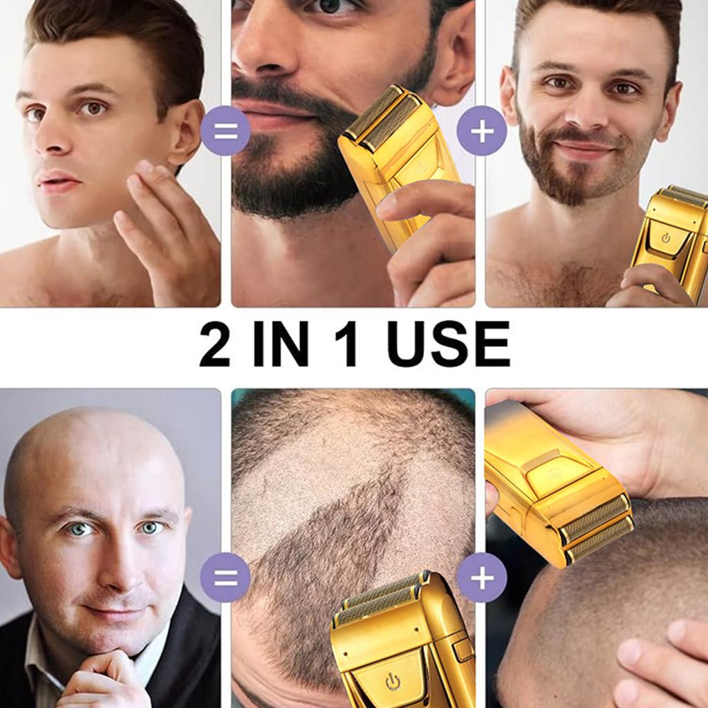 Electric Hair Trimmer Cordless 2 Foil USB Rechargeable Precise Cutting Low Noise LCD Display Stainless Steel Hair Cutting Clipper