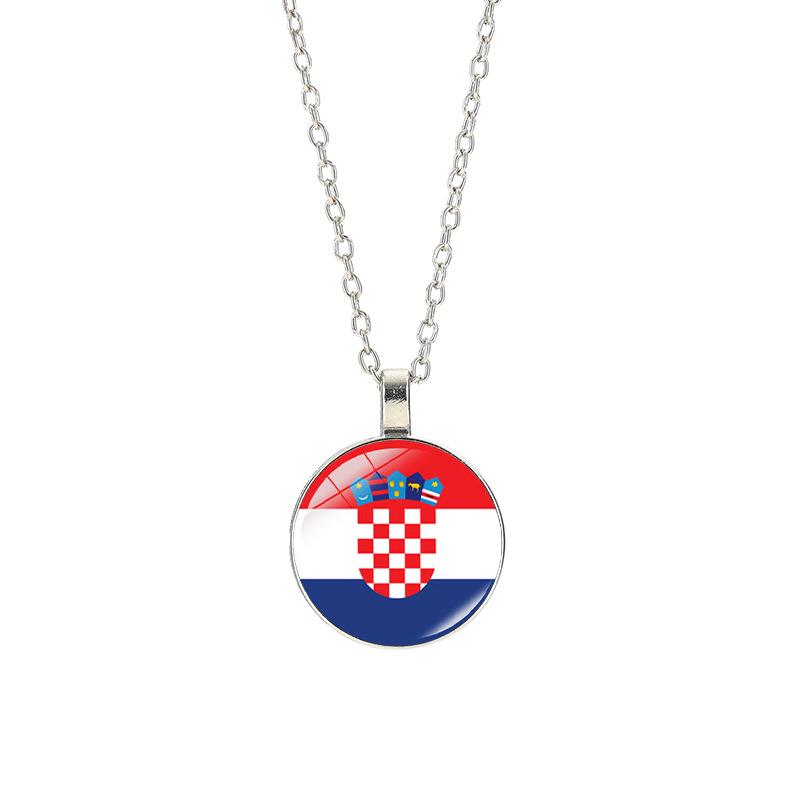 World Cup Top 32 National Flag Necklace - Football Pendant for Men & Women
