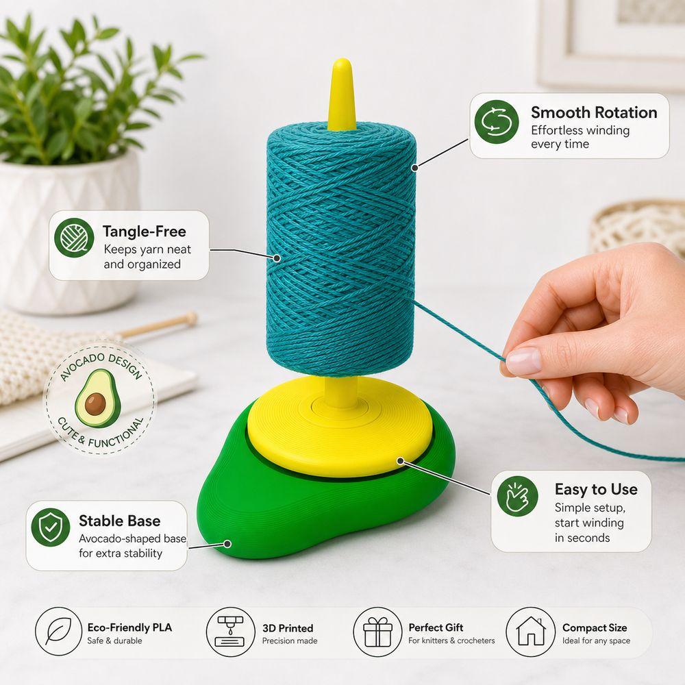 Smooth Rotating Yarn Holder Avocado Design Yarn Organizer Yarn Spool Holder Crochet Supplies